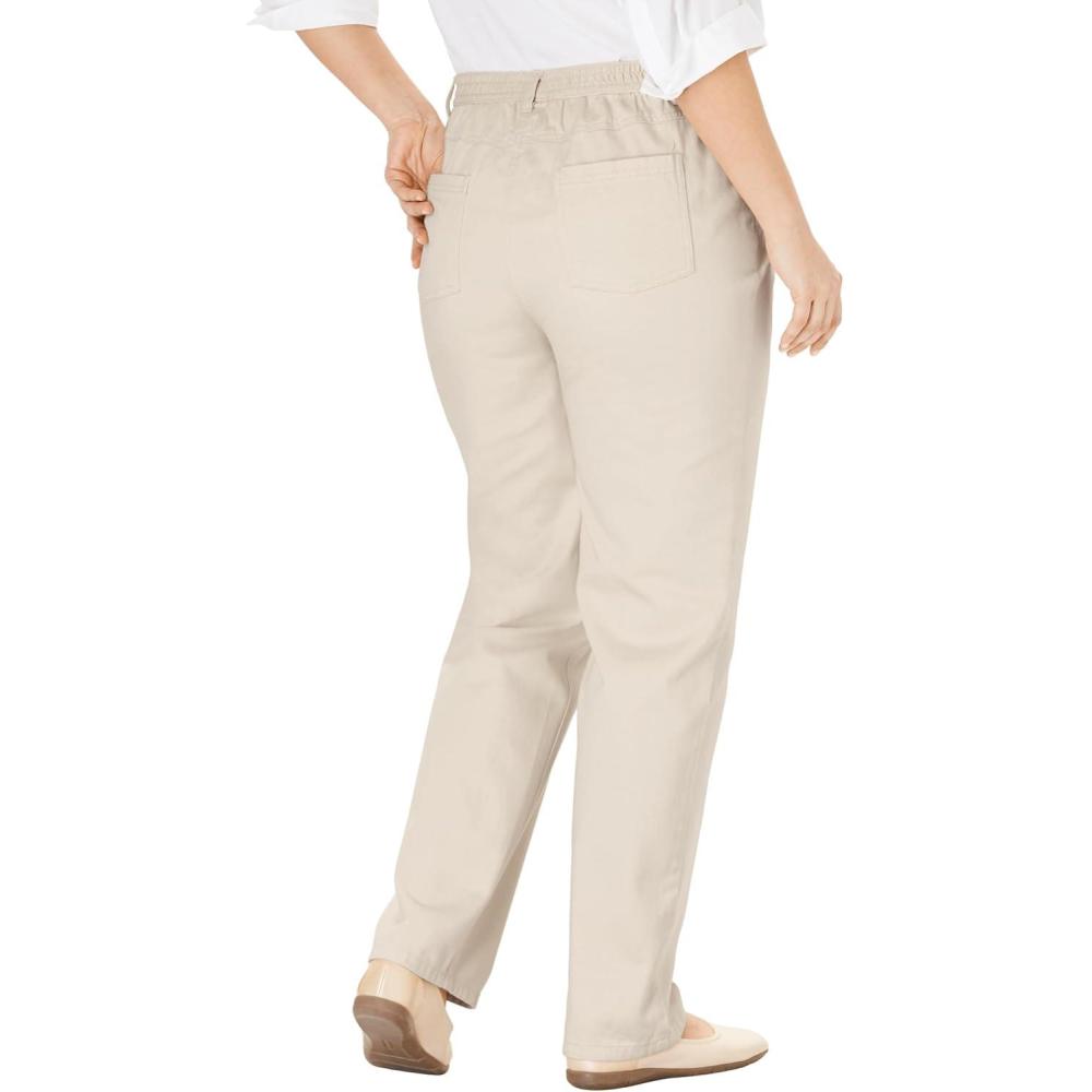 imageWoman Within Plus Size Perfect BackElastic GapFree StraightLeg Cotton JeansNatural Khaki