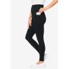 Woman Within Plus Size Tall Side Pocket Ankle-Length Pull-On Stretch Knit Cotton Spandex Leggings(Black)