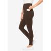 Woman Within Plus Size Tall Side Pocket Ankle-Length Pull-On Stretch Knit Cotton Spandex Leggings(Chocolate)