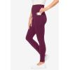 Woman Within Plus Size Tall Side Pocket Ankle-Length Pull-On Stretch Knit Cotton Spandex Leggings(Deep Claret)