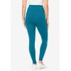 Woman Within Plus Size Tall Side Pocket Ankle-Length Pull-On Stretch Knit Cotton Spandex Leggings(Deep Teal)