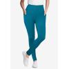Woman Within Plus Size Tall Side Pocket Ankle-Length Pull-On Stretch Knit Cotton Spandex Leggings(Deep Teal)