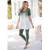 Woman Within Plus Size Tall Side Pocket Ankle-Length Pull-On Stretch Knit Cotton Spandex Leggings(Pine)