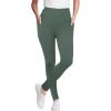 Woman Within Plus Size Tall Side Pocket Ankle-Length Pull-On Stretch Knit Cotton Spandex Leggings(Pine)