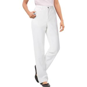 Woman Within Plus Size Perfect Back-Elastic Gap-Free Straight-Leg Cotton Jeans(White)
