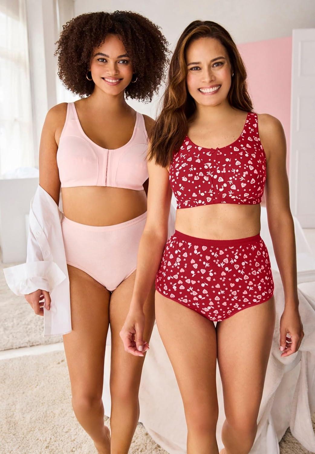 imageComfort Choice Womens Plus Size Cotton BackClose Wireless BraPale Lilac Floral