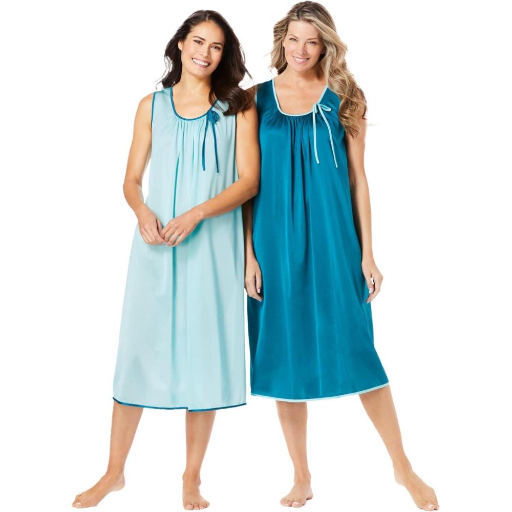 imageOnly Necessities Plus Size 2Pack Sleeveless NightgownDeep Teal Pale Ocean