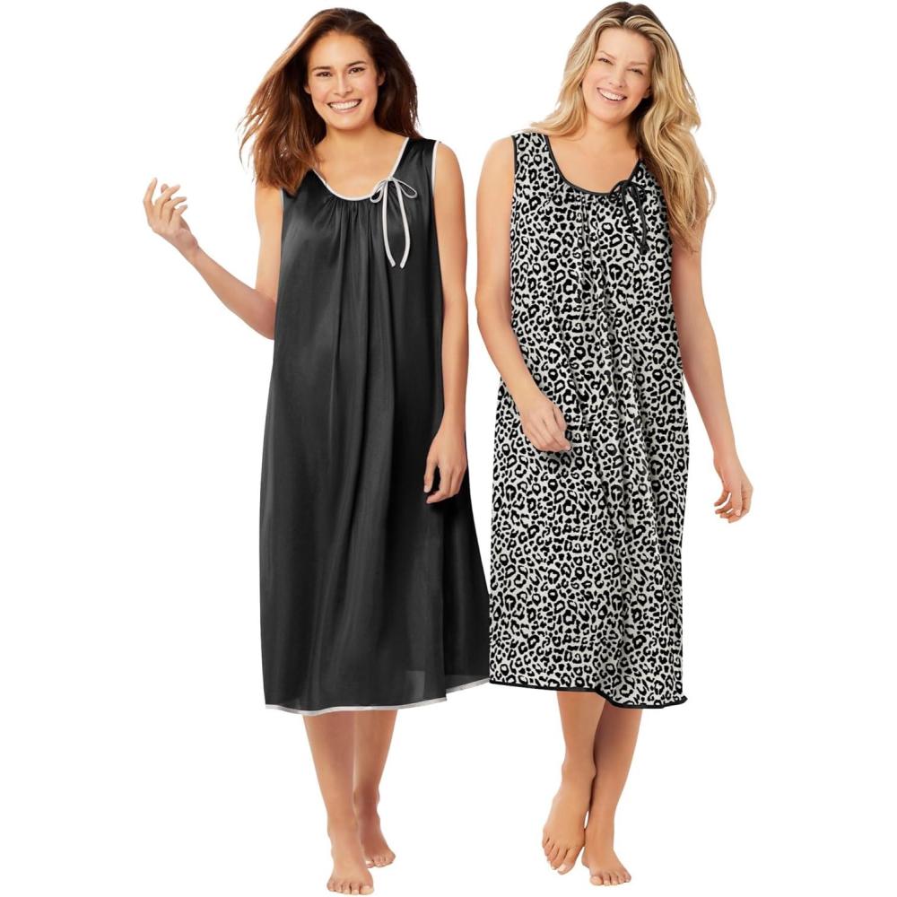 imageOnly Necessities Plus Size 2Pack Sleeveless NightgownNeutral Animal