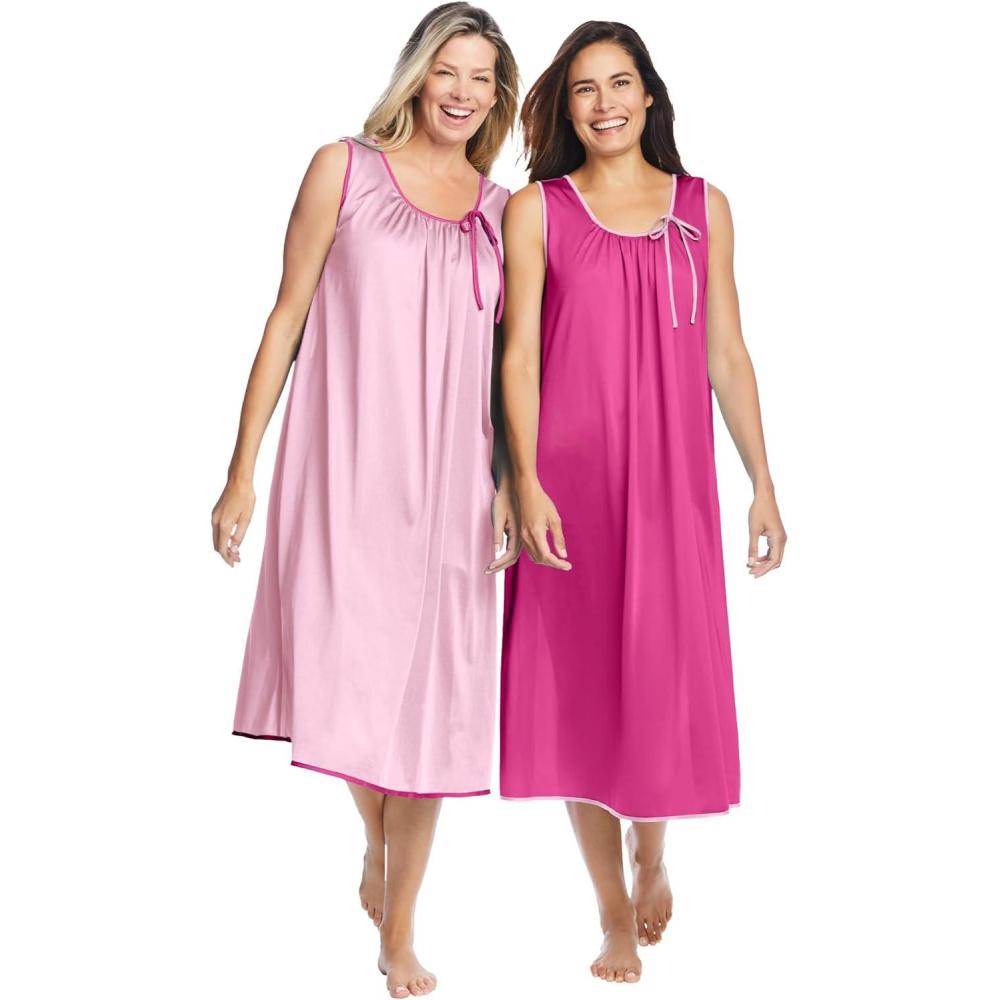 imageOnly Necessities Plus Size 2Pack Sleeveless NightgownParadise Pink Pink