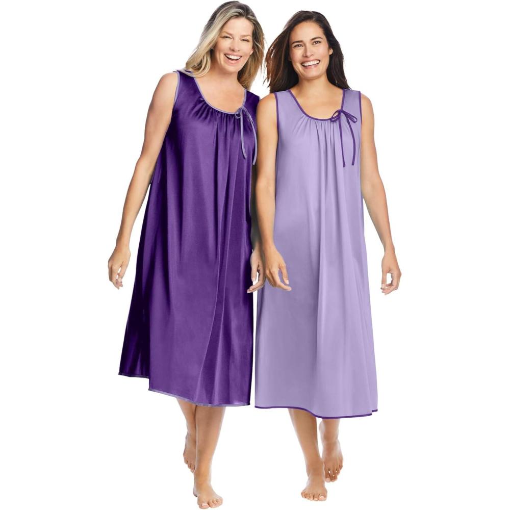imageOnly Necessities Plus Size 2Pack Sleeveless NightgownPlum Burst Soft Iris