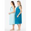 Only Necessities Plus Size 2-Pack Sleeveless Nightgown(Deep Teal Pale Ocean)