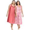 Only Necessities Plus Size 2-Pack Sleeveless Nightgown(Paradise Pink Pink)