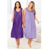 Only Necessities Plus Size 2-Pack Sleeveless Nightgown(Plum Burst Soft Iris)