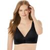 Catherines Women’s Plus Size Cotton Comfort Front-Close No-Wire Bra(Black)