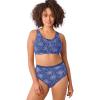 Comfort Choice Women’s Plus Size Cotton Back-Close Wireless Bra(Ultra Blue Stars)