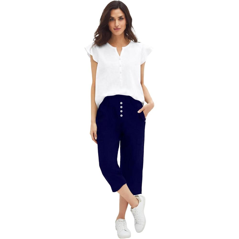 imageEllos Plus Size Cap Sleeve Henley TeeWhite