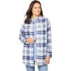 Woman Within Plus Size Fleece Flannel Snap-Front Shirt(French Blue Ivory Plaid)