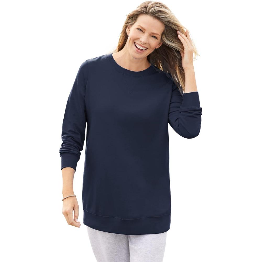 imageWoman Within Plus Size Crewneck Fleece SweatshirtNavy