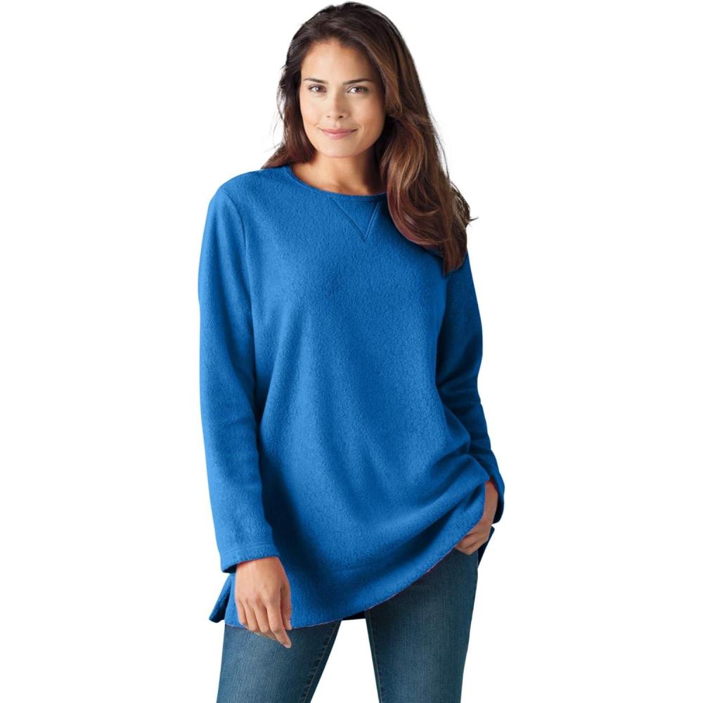 imageWoman Within Plus Size Crewneck Ultra Soft Sherpa SweatshirtBright Cobalt