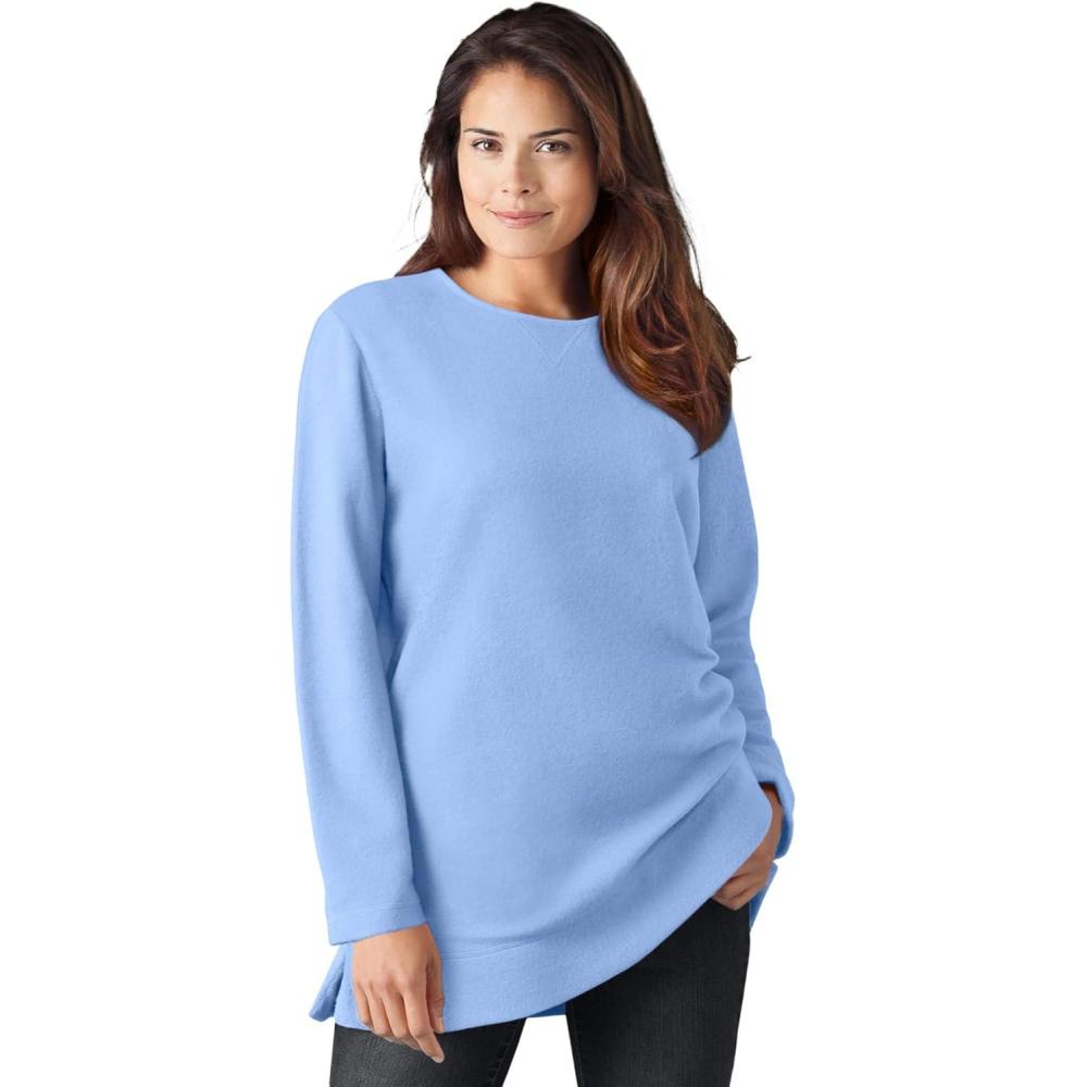 imageWoman Within Plus Size Crewneck Ultra Soft Sherpa SweatshirtFrench Blue