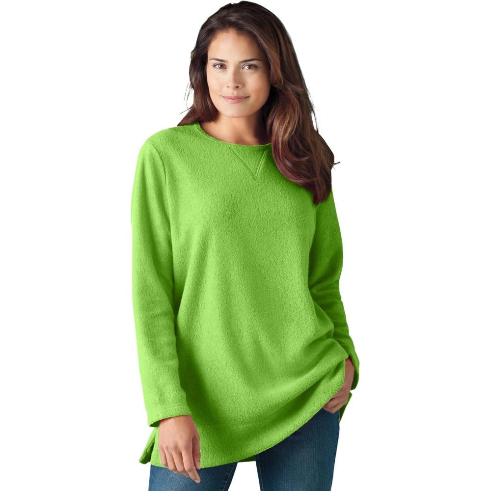 imageWoman Within Plus Size Crewneck Ultra Soft Sherpa SweatshirtKiwi