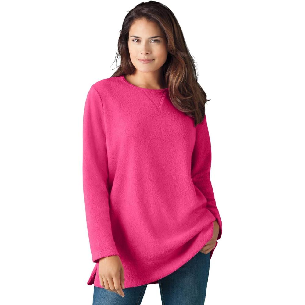 imageWoman Within Plus Size Crewneck Ultra Soft Sherpa SweatshirtRaspberry Sorbet