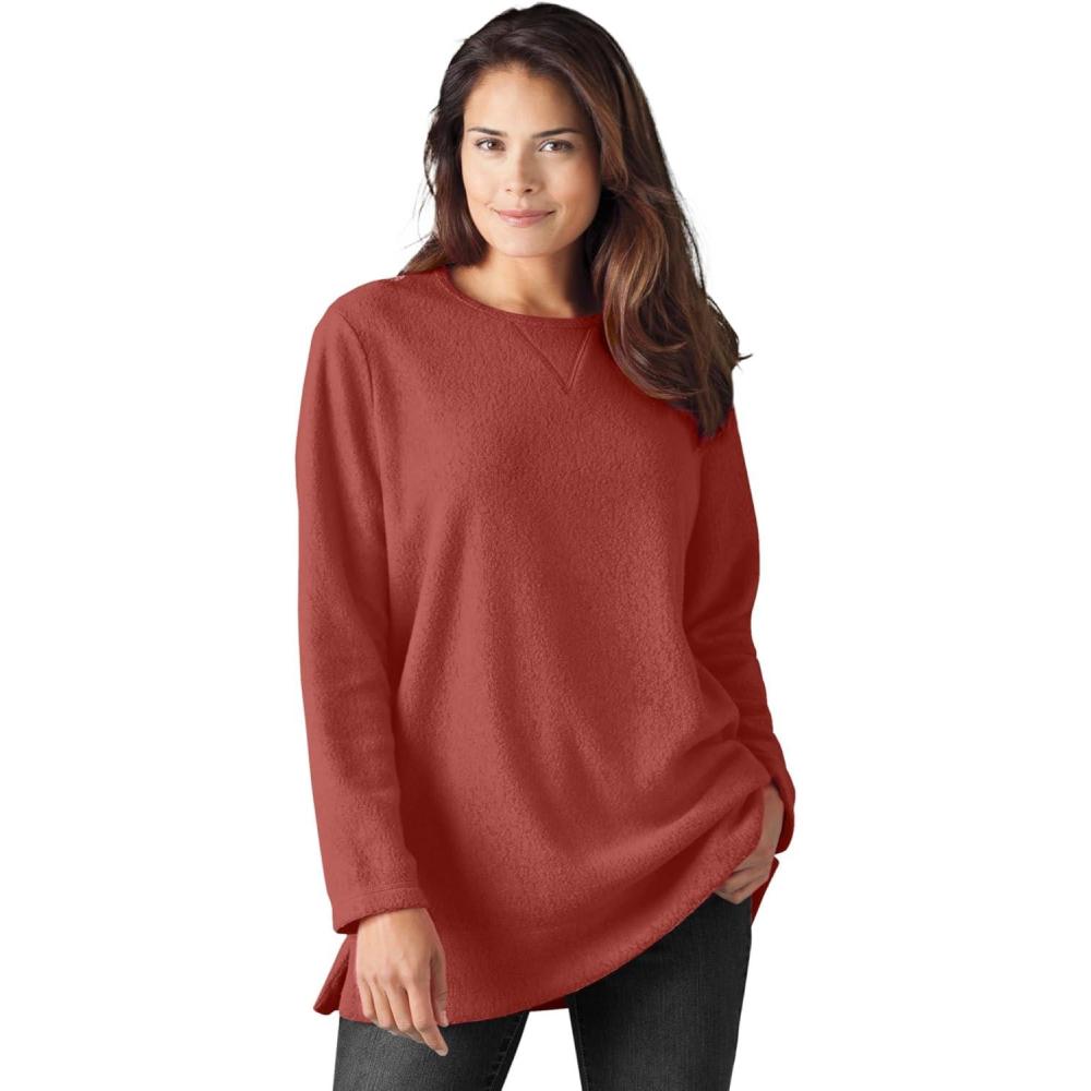 imageWoman Within Plus Size Crewneck Ultra Soft Sherpa SweatshirtRed Ochre