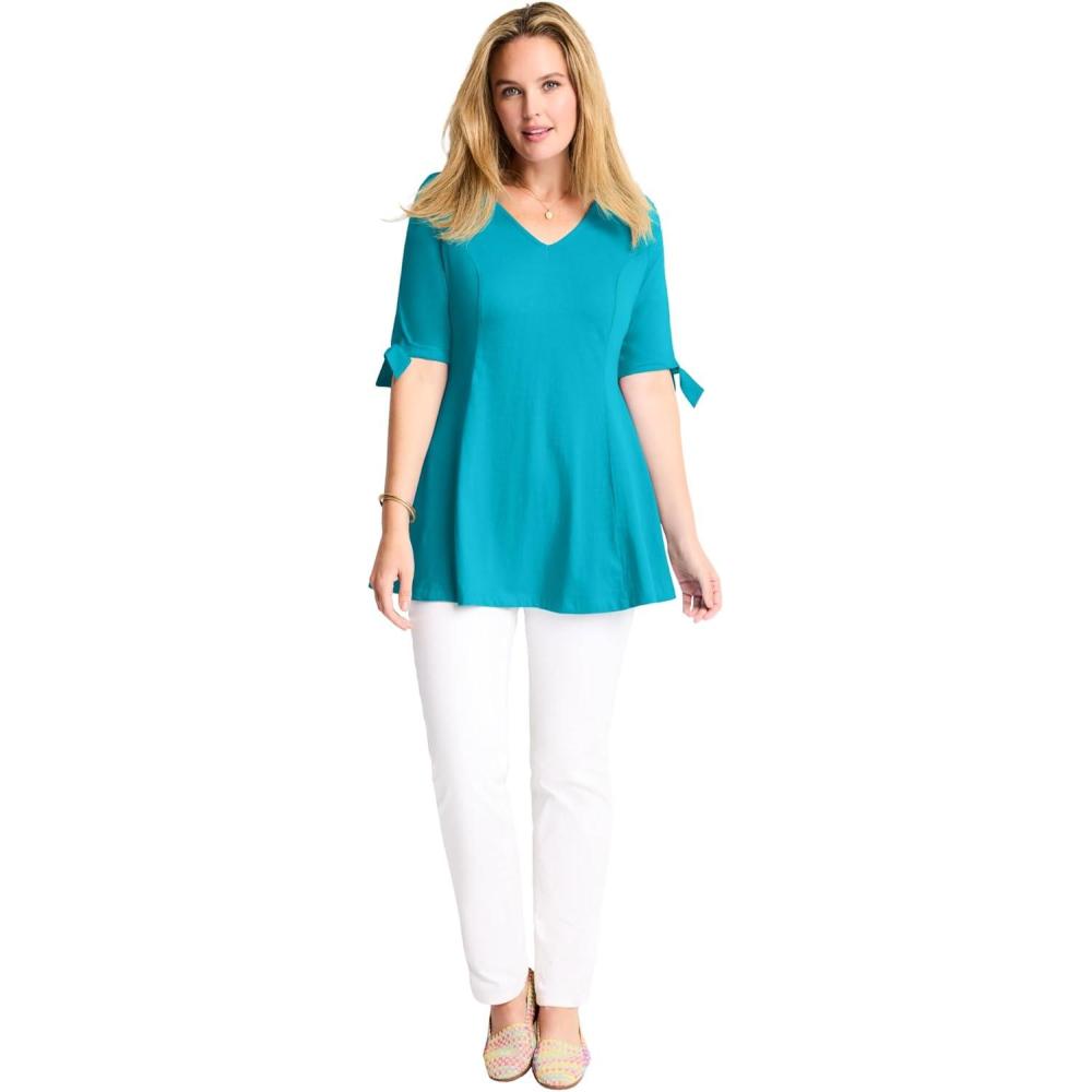 imageWoman Within Plus Size Elbow TieSleeve TunicPretty Turquoise