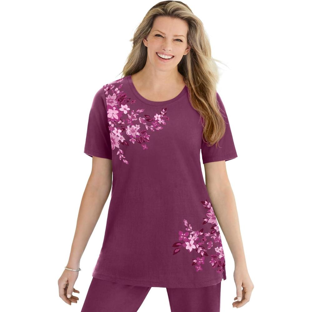 imageWoman Within Plus Size Graphic TeeDeep Claret Lotus