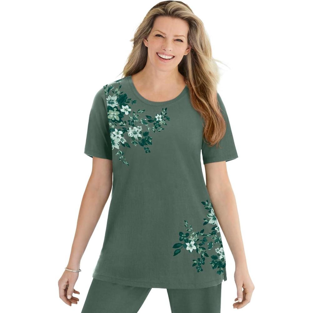 imageWoman Within Plus Size Graphic TeePine Lotus