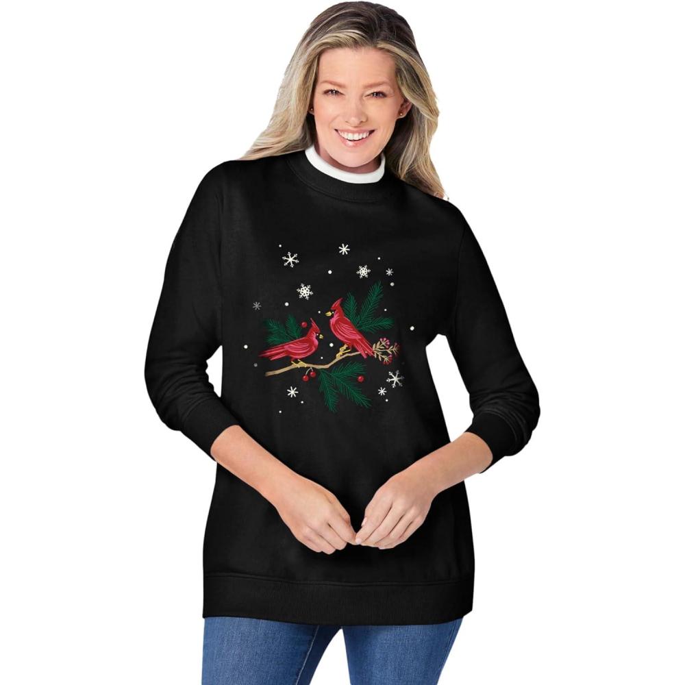 imageWoman Within Plus Size LayeredLook SweatshirtBlack Cardinals
