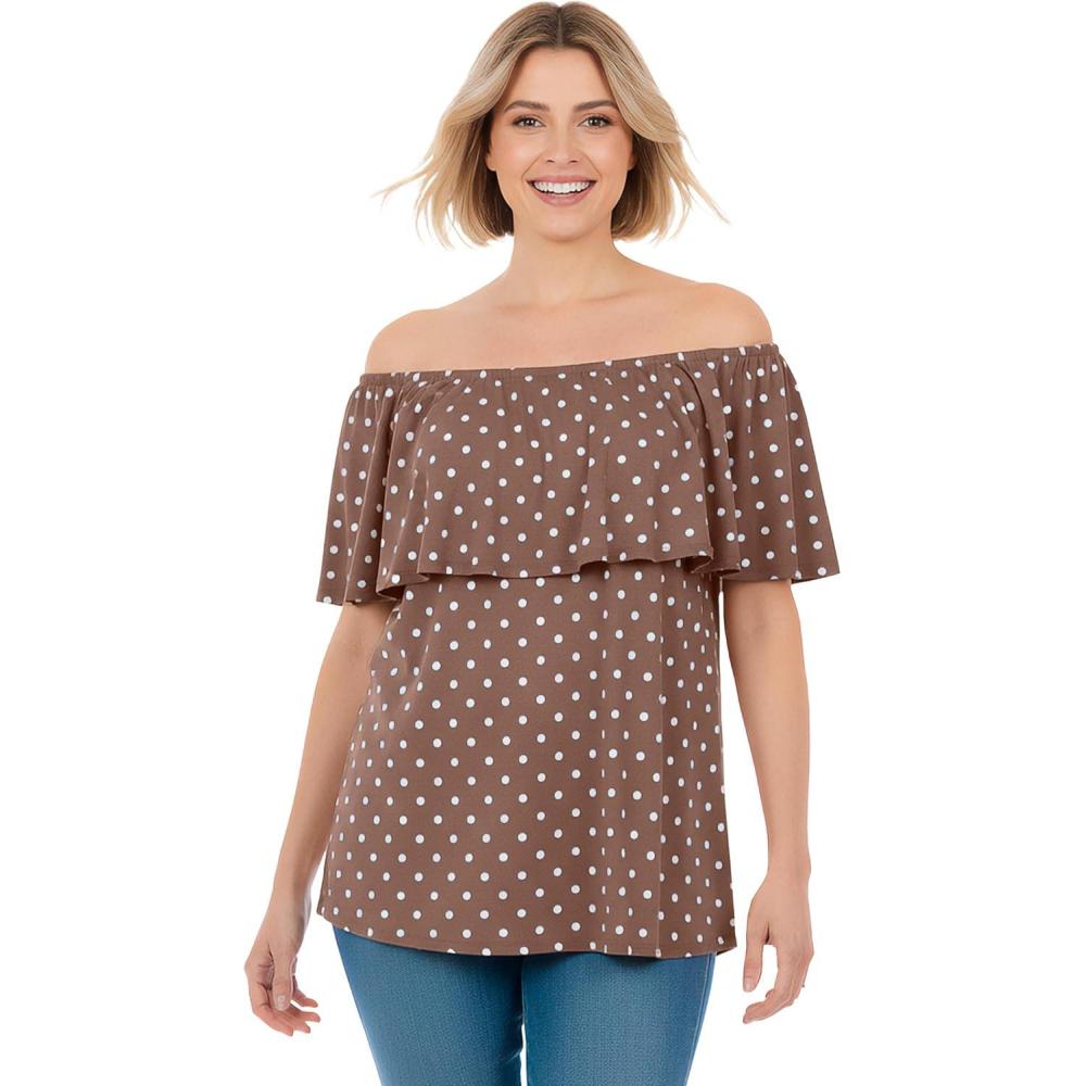 imageWoman Within Plus Size Ruffle TeeMocha Nude Dot