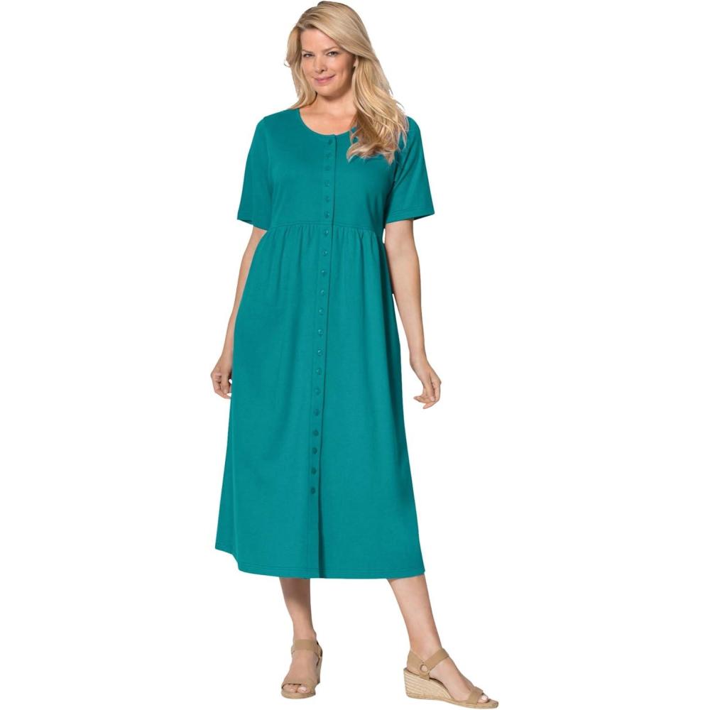 imageWoman Within Plus Size ShortSleeve ButtonFront Pocket Dress Petite AvailableWaterfall