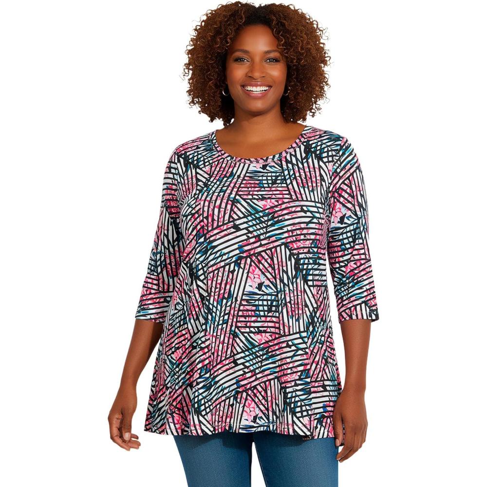 imageWoman Within Plus Size Swing Hem TunicWhite Geo Bouquet