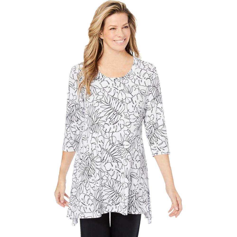 imageWoman Within Plus Size Swing Hem TunicWhite Palms