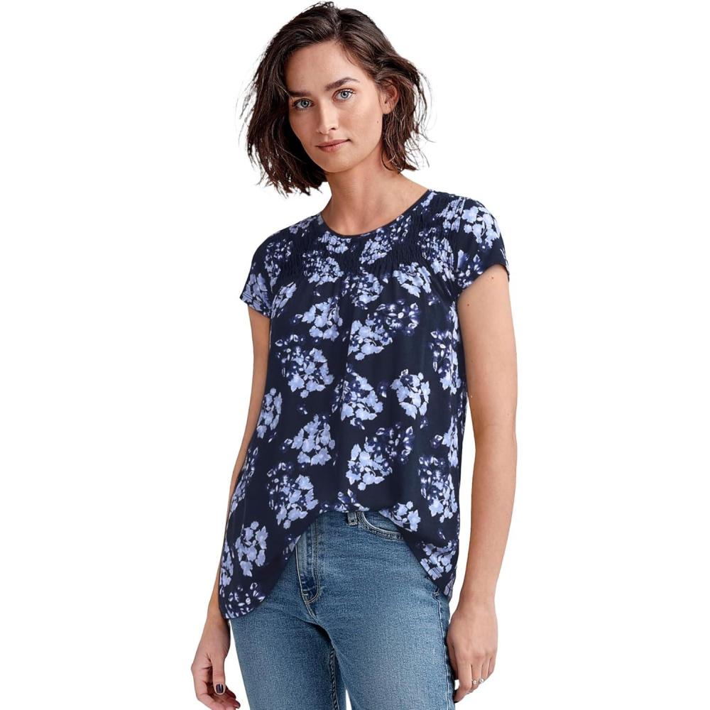 imageellos Plus Size Smocked TunicNavy Floral Print