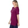Woman Within Plus Size 7-Day Embroidered Pointelle Tunic(Deep Claret Floral Embroidery)