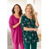 Woman Within Plus Size 7-Day Three-Quarter Sleeve Pintucked Henley Tunic(Toffee Paisley Floral)