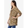 Woman Within Plus Size 7-Day Three-Quarter Sleeve Pintucked Henley Tunic(Toffee Paisley Floral)
