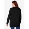Woman Within Plus Size Crewneck Fleece Sweatshirt(Black Floral Vine Embroidery)