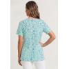 Woman Within Plus Size Criss Cross Tee(Pale Seafoam Paisley)