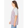 Woman Within Plus Size Elbow Sleeve V-Neck Baseball Tee(Heather Grey Ditsy)