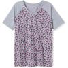 Woman Within Plus Size Elbow Sleeve V-Neck Baseball Tee(Heather Grey Ditsy)