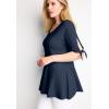 Woman Within Plus Size Elbow Tie-Sleeve Tunic(Navy)