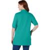 Woman Within Plus Size Elbow-Sleeve Polo Tunic(Brilliant Jade (0582))