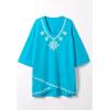 Woman Within Plus Size Embroidered Tulip Tunic(Pretty Turquoise Medallion)