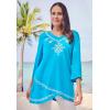 Woman Within Plus Size Embroidered Tulip Tunic(Pretty Turquoise Medallion)
