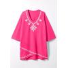 Woman Within Plus Size Embroidered Tulip Tunic(Raspberry Sorbet Medallion)