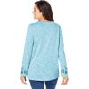 Woman Within Plus Size Floral Embroidered Sweatshirt Tee(Deep Teal Marled Embroidery)