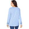 Woman Within Plus Size Floral Embroidered Sweatshirt Tee(Evening Blue Marled Embroidery)